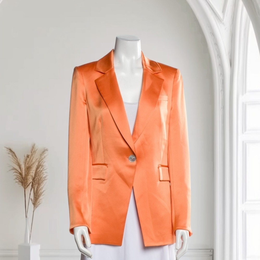 Veronica Beard Erie Satin Blazer in Orange Women's 2 Luxury